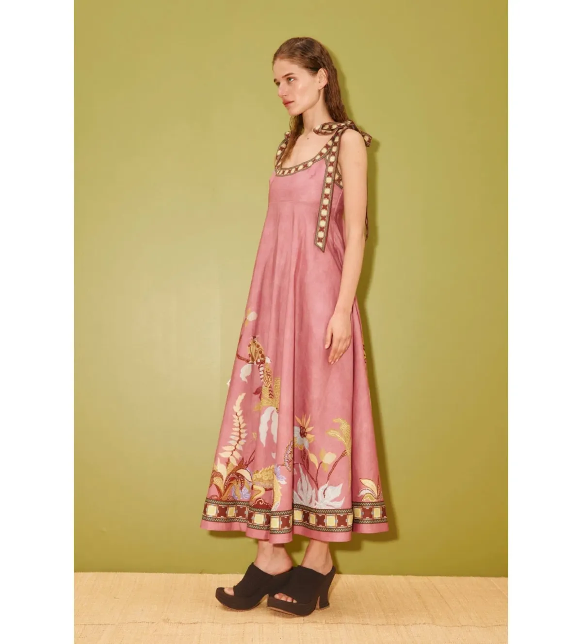 Alemais Zuri Ballet Midi Dress Pink Print Size 14 - Image 2