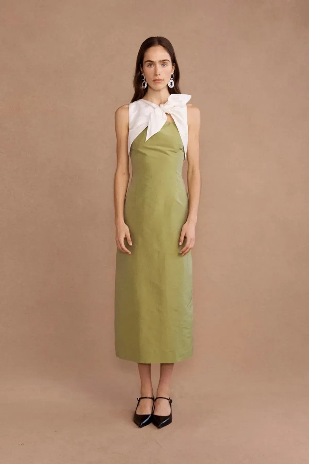 Lovaan Charlotte Midi Dress Olive Size 10 - Image 1