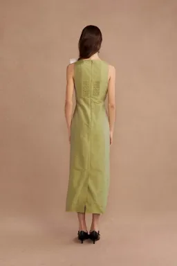 Lovaan Charlotte Midi Dress Olive Size 14 for rent on The Volte - image 3