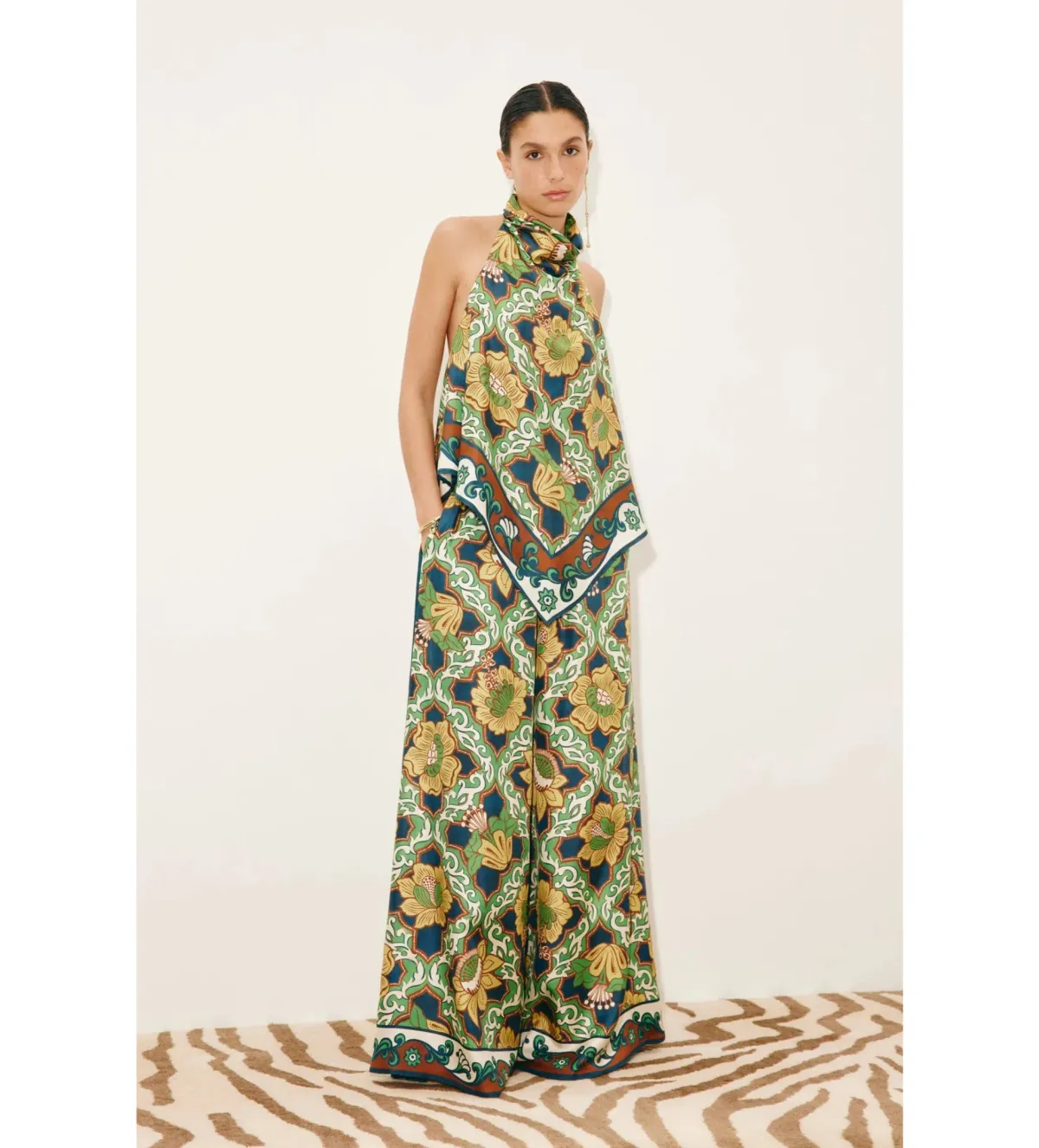 Alemais Liana Silk Top and Palazzo Pant Set in Print Size AU10 for rent on The Volte - main image