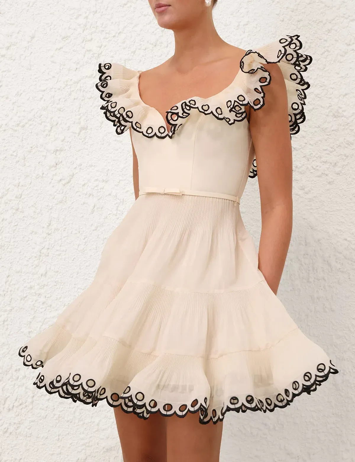 Zimmerman Embroidered Frilled Mini Dress - Image 2