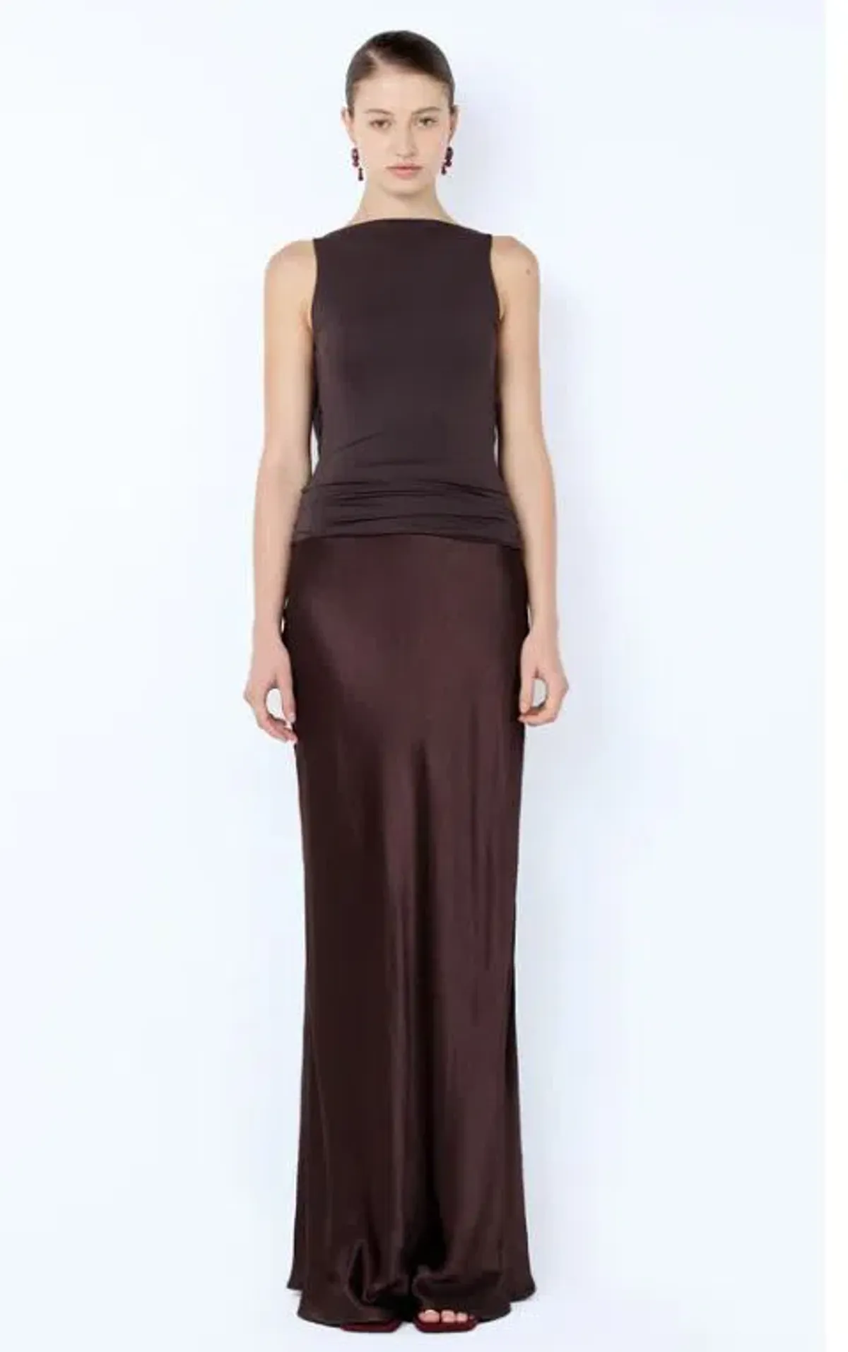 Bec and Bridge Mirabelle Cowl Neck Maxi Dress in Dark Chocolate Size 10 - Image 1