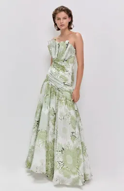 REFLECTOR GOWN | OLIVE NATIVE FLORAL - SIZE 6 for rent on The Volte - image 2