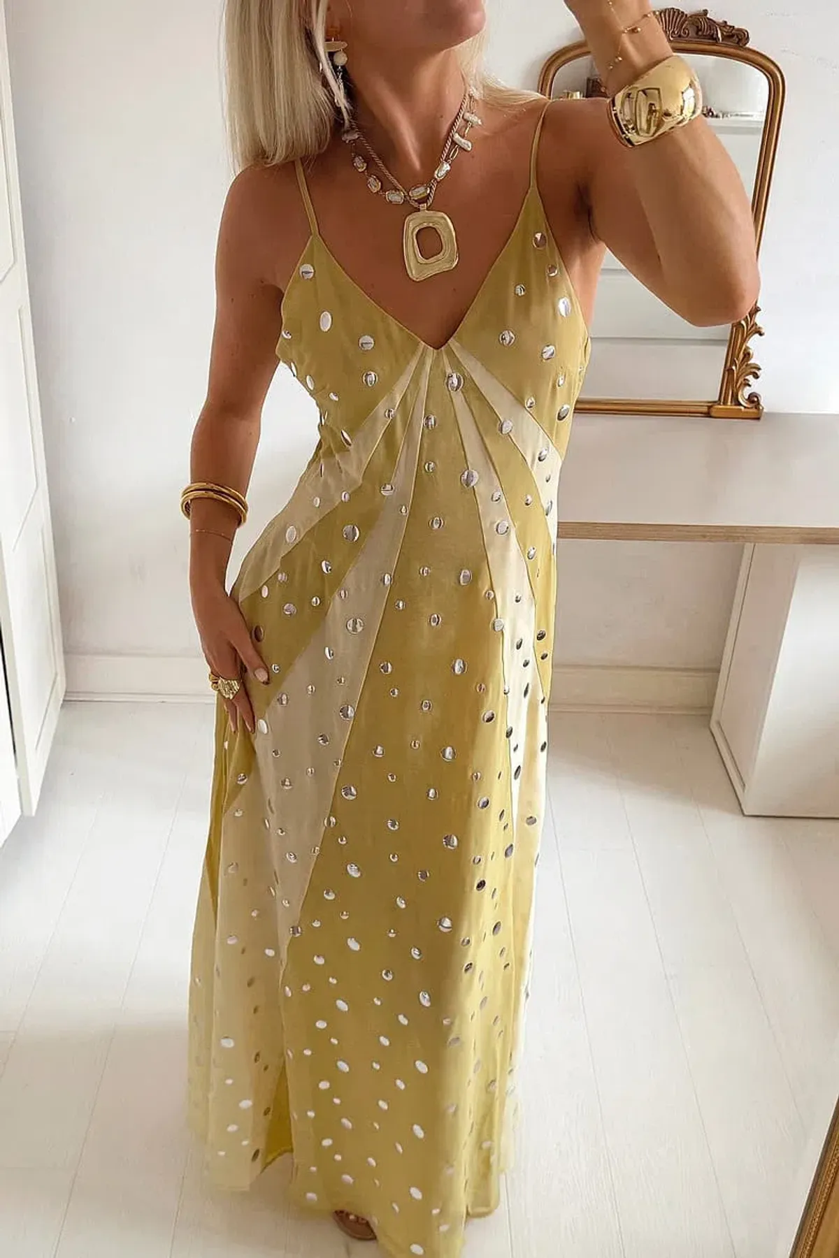 NAKD sequin dress yellow size S - Image 1