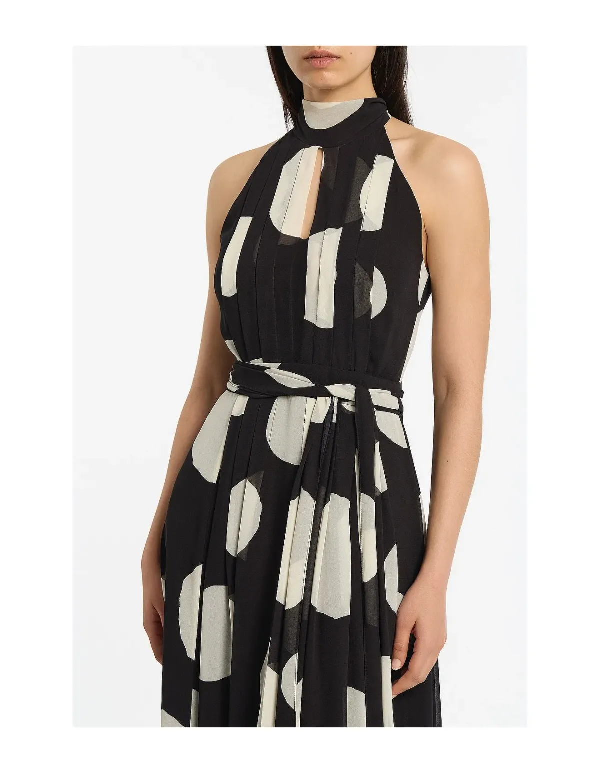 Carla Zampatti Noir Spot Tie Neck Wrap Dress Multi Size 12 - Image 4