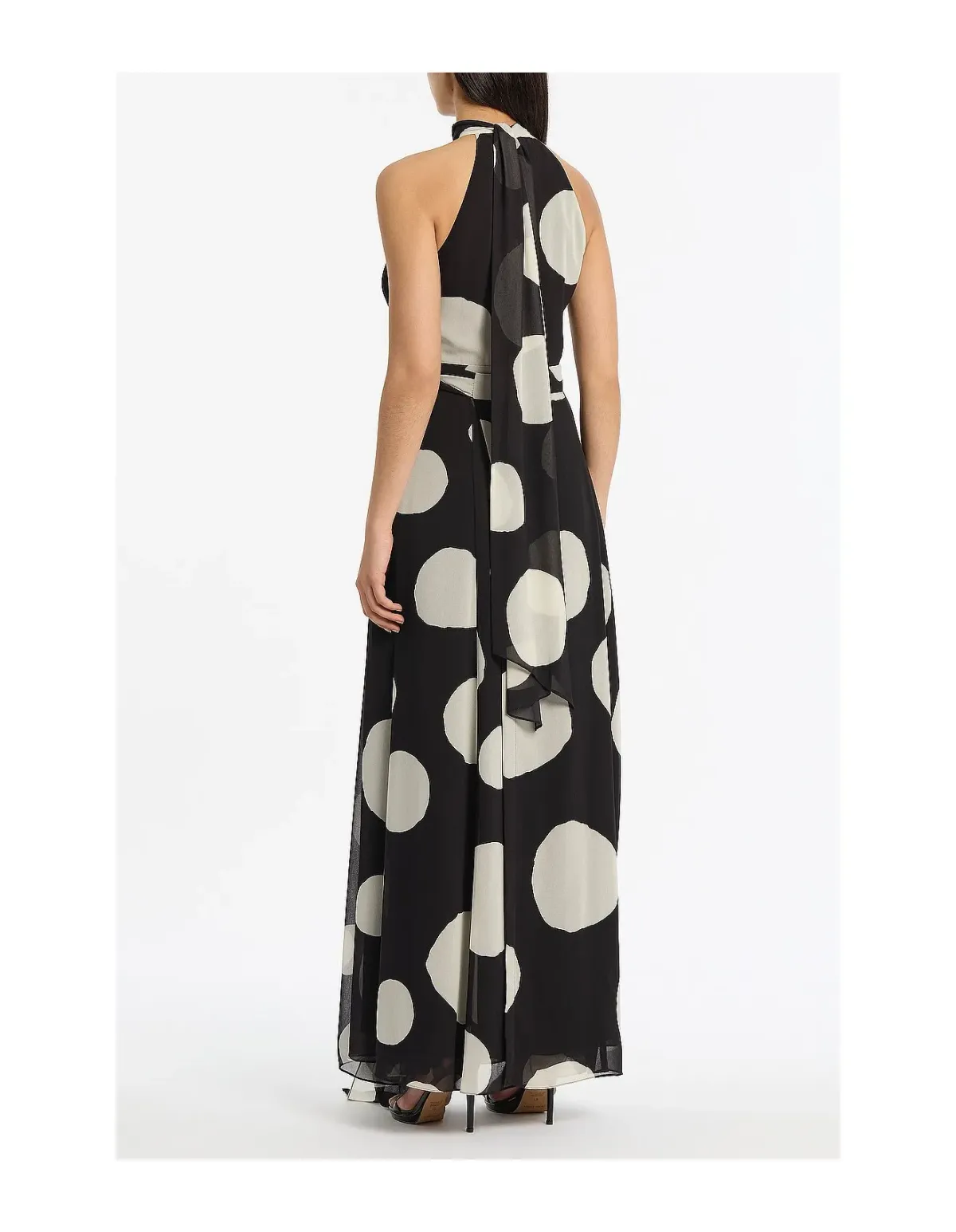 Carla Zampatti Noir Spot Tie Neck Wrap Dress Multi Size 12 - Image 2