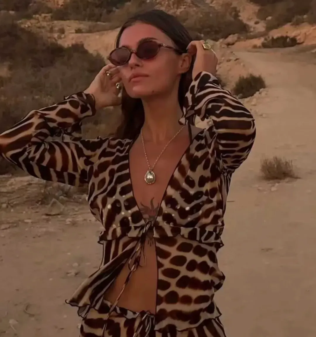 RAT & BOA RENO BLOUSE in Leopard Print Size S / AU 8 for rent on The Volte - main image