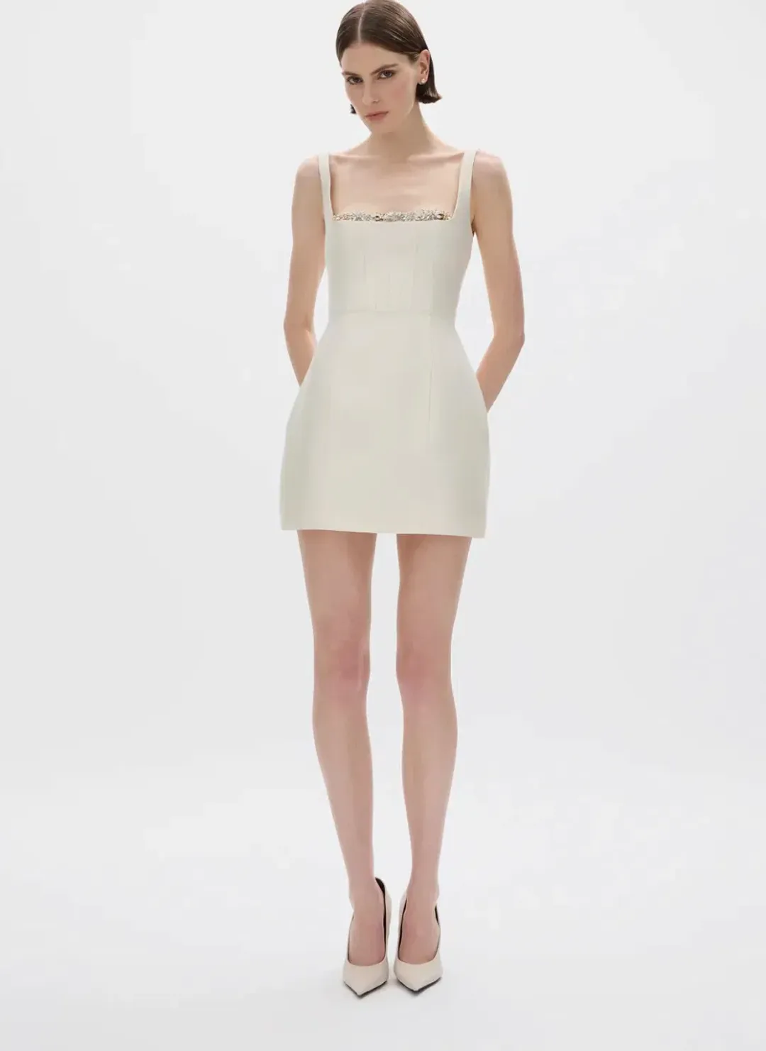 Rachel Gilbert Ludovica Trim Mini Dress in Size 3 / AU 12 - Hen's & Bachelorette Party Dress for rent on The Volte - main image