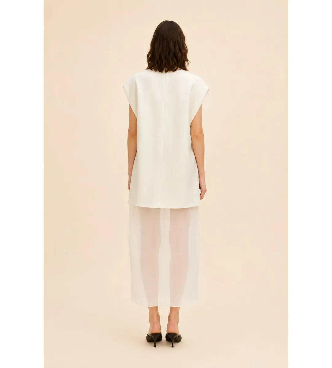 Rachel Gilbert Vida Shift Midi Dress in Ivory Size 4/AU14 for rent on The Volte - main image