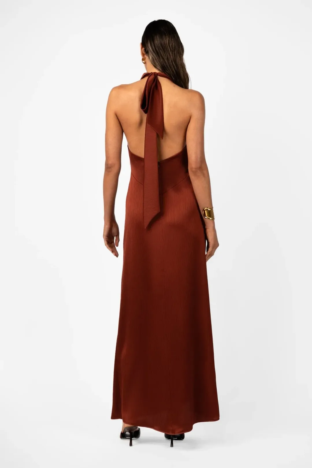 One Fell Swoop Caira Gown – Terra Rosa Satin Blush Size 8 for rent on The Volte - main image