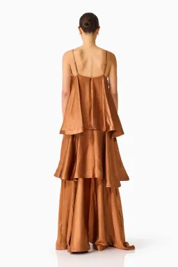 Elliatt Tilly Tiered Maxi Dress in Toffee Brown Size 8 for rent on The Volte - image 3