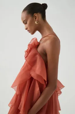 Aje Pandorea Layered Maxi Dress Coral Clay Size AU 6 for rent on The Volte - image 3