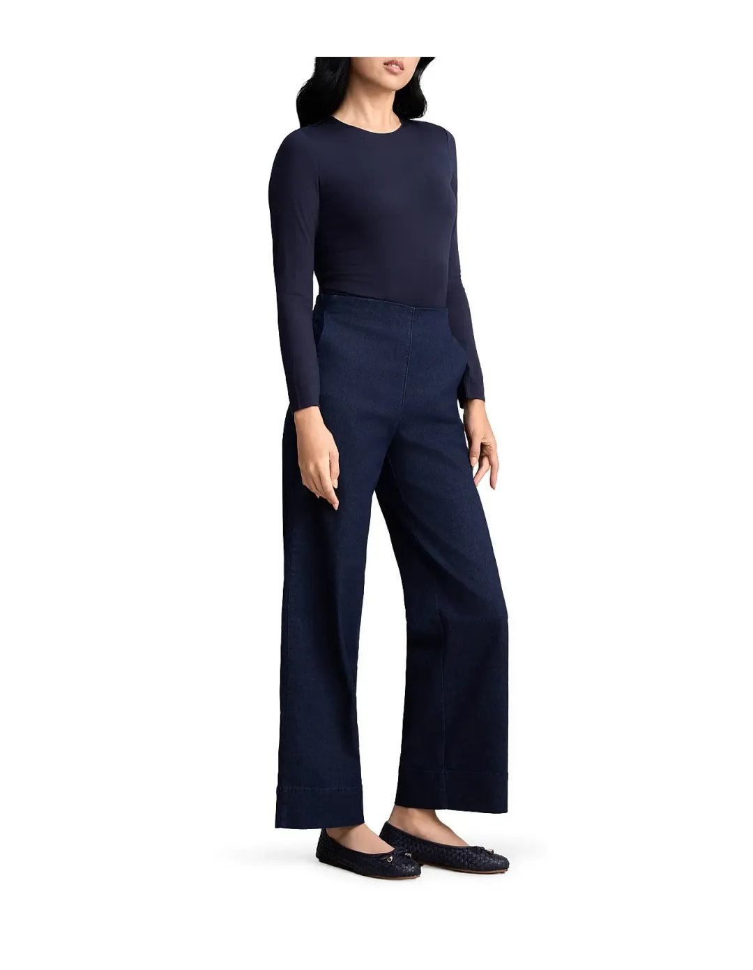 Blue Illusion Wide Leg Tailored Jeans-Dark Denim Size 8 for rent on The Volte - main image