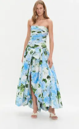 Aje Maxi Bubble Hem Dress in Blue Hydrangea Size 4 for rent on The Volte - image 1