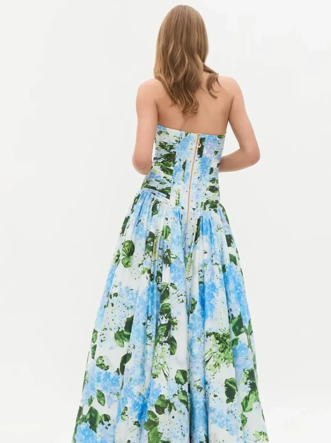 Aje Maxi Bubble Hem Dress in Blue Hydrangea Size 4 for rent on The Volte - main image