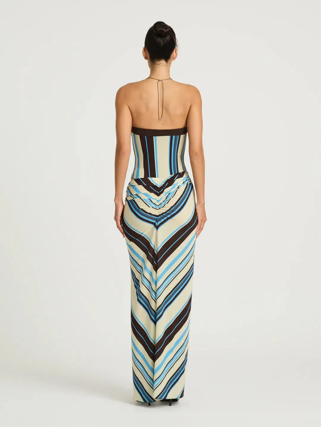 BENNI RUMI STRAPLESS MAXI OCEAN STRIPE SIZE 8 for rent on The Volte - main image