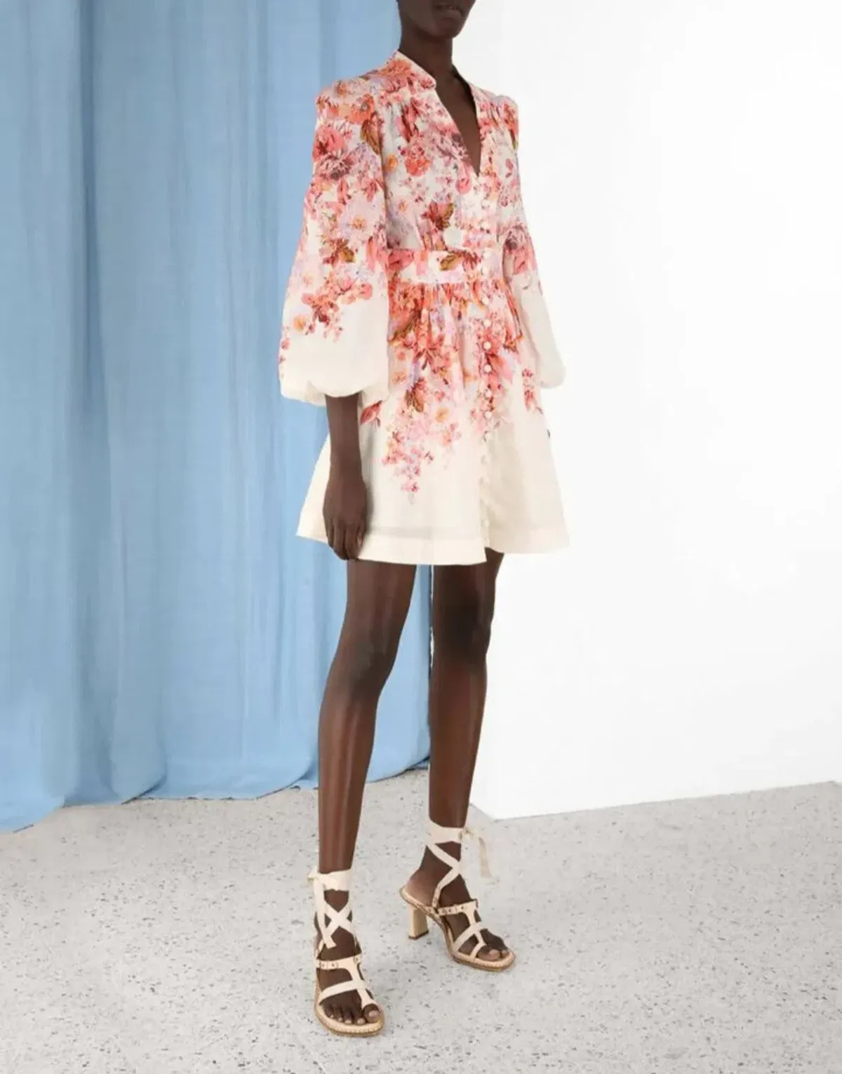 Zimmermann Devi Plunge Mini Dress in Floral Size 1 AU 10 - Image 2