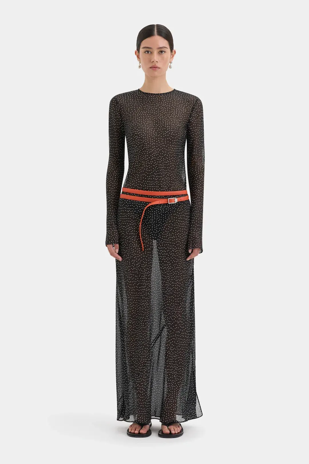 Sir the Label Lisander Long Sleeve Dress Polka Dot Nero Size 1 for rent on The Volte - main image