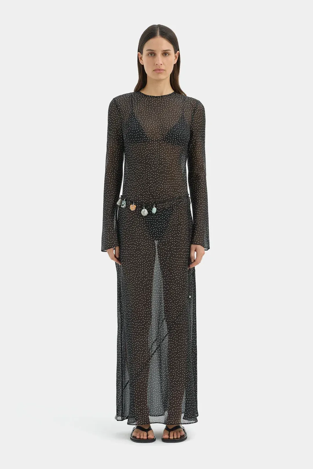 Sir the Label Lisander Long Sleeve Dress Polka Dot Nero Size 1 for rent on The Volte - main image