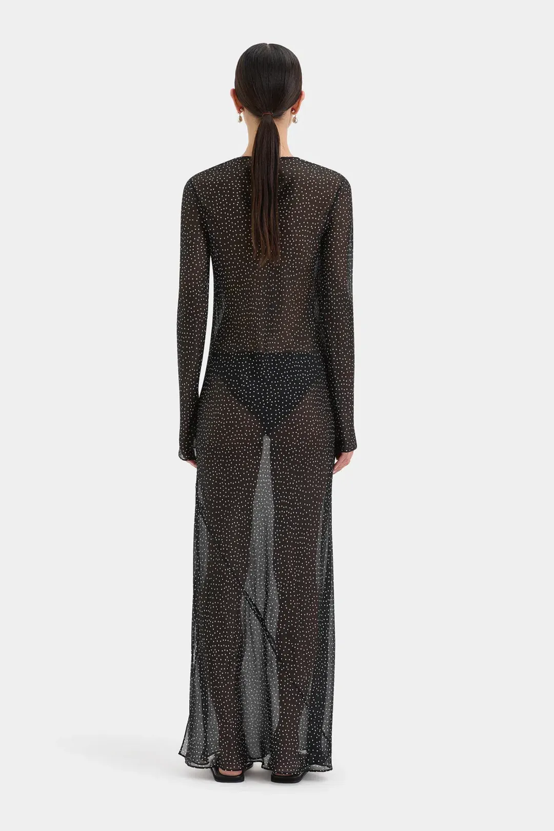 Sir the Label Lisander Long Sleeve Dress Polka Dot Nero Size 1 for rent on The Volte - main image