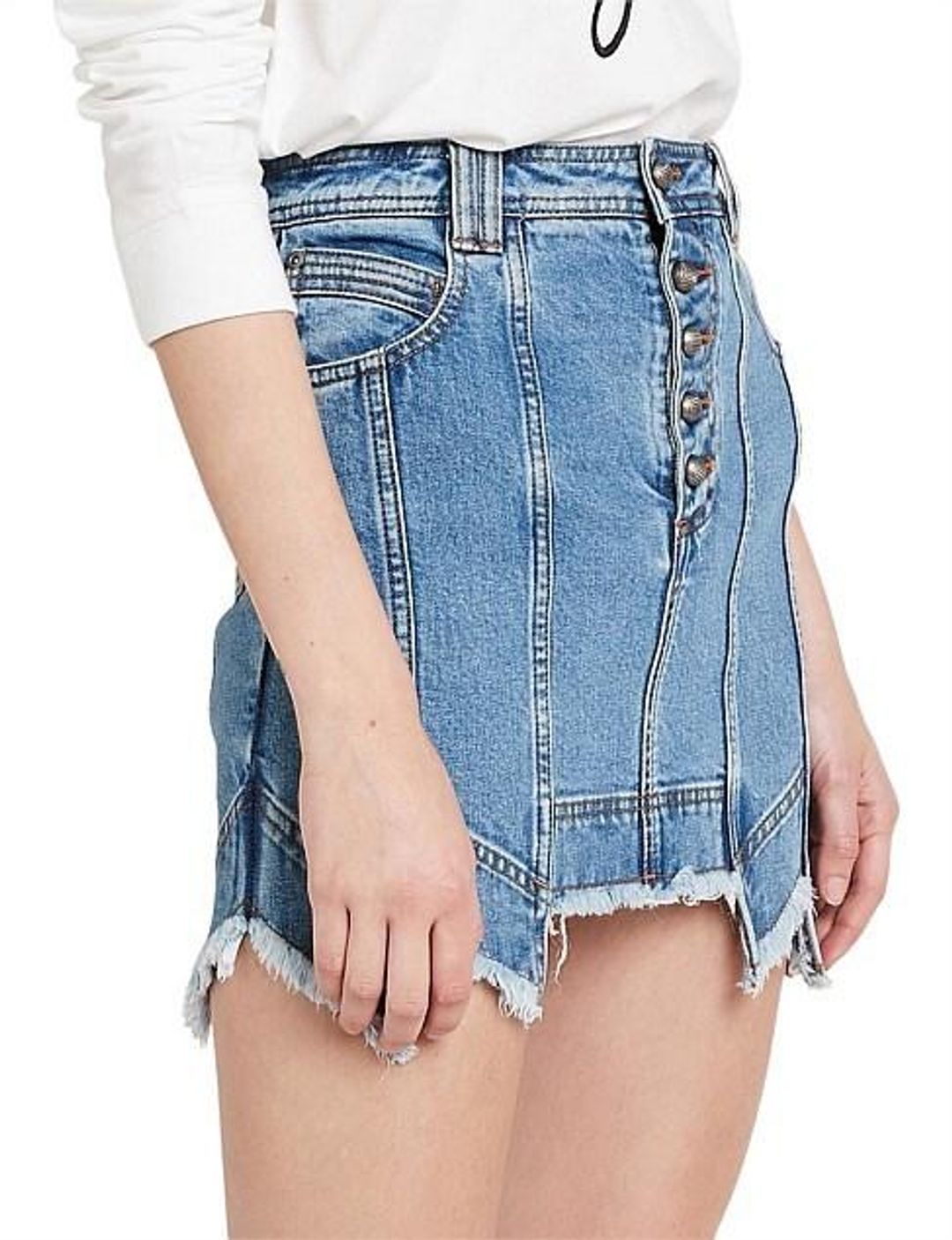 Aje Crawford Denim Mini Skirt Blue Classic Wash Size 8 for rent on The Volte - main image