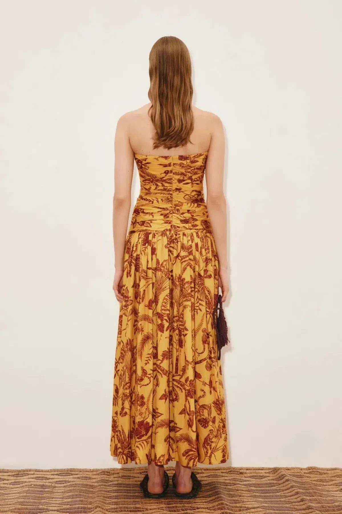 Alemais Banana Blossom Ruched Gown Marigold Size 8 - Image 4