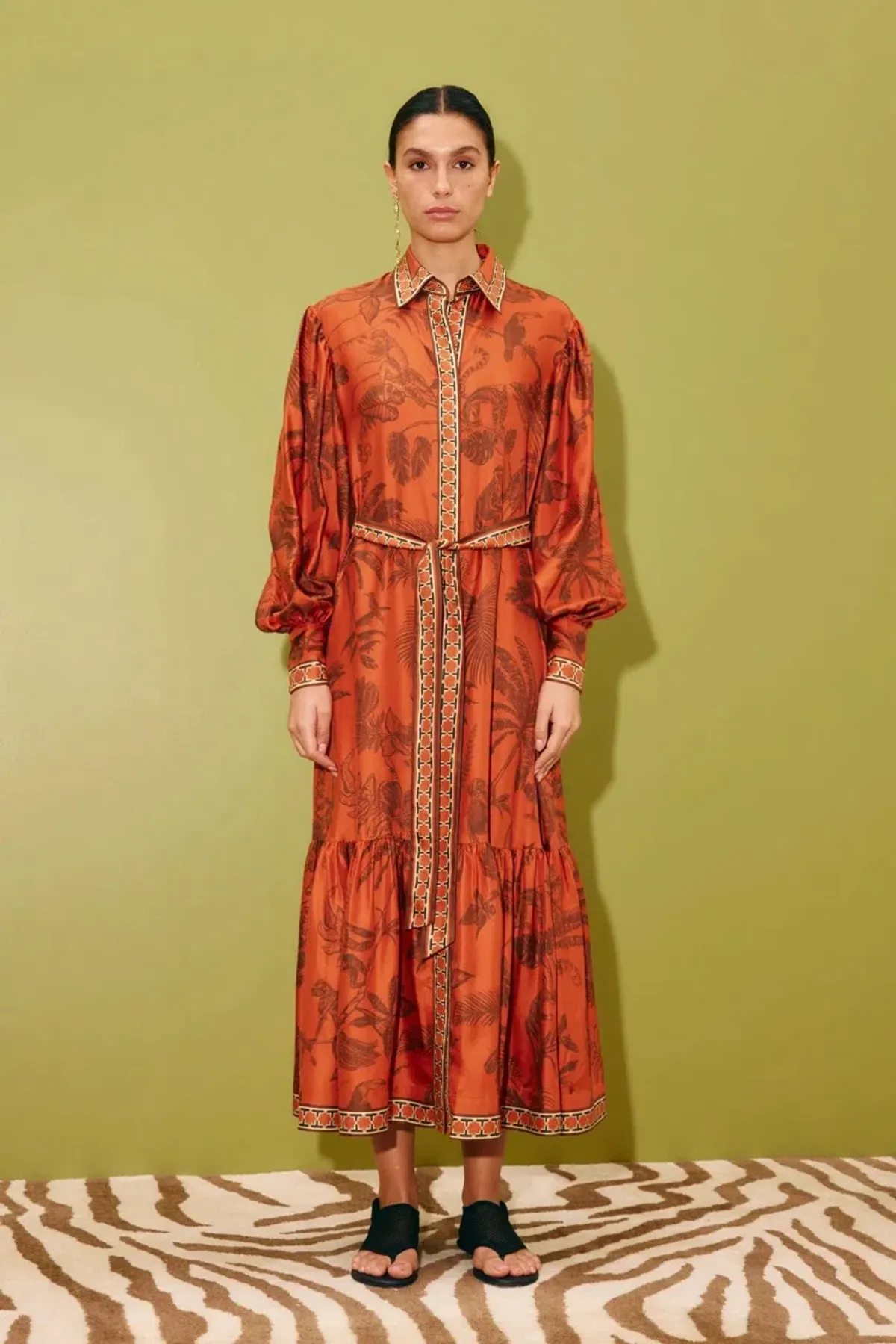 Alemais Monkey Dance Silk Shirtdress Size 14 - Image 1