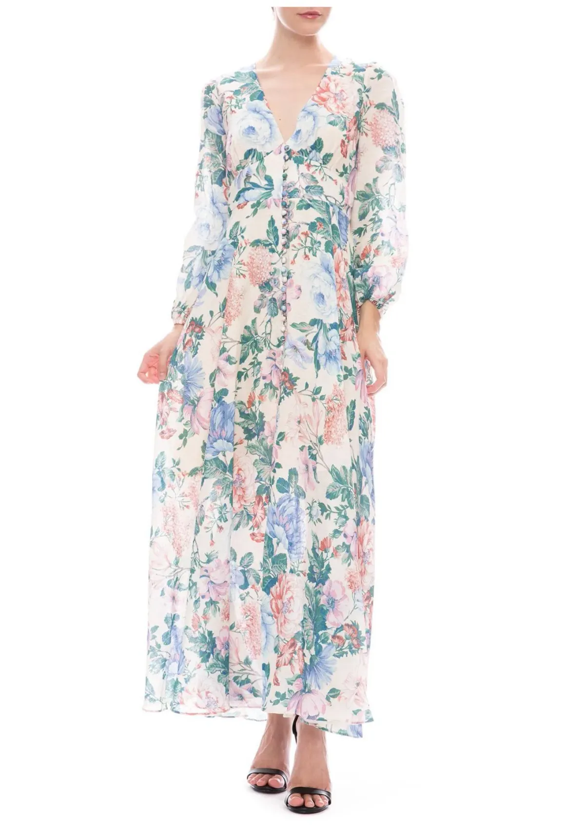 Zimmermann Verity Plunge Long Dress Cream Floral Size 6 - Image 1
