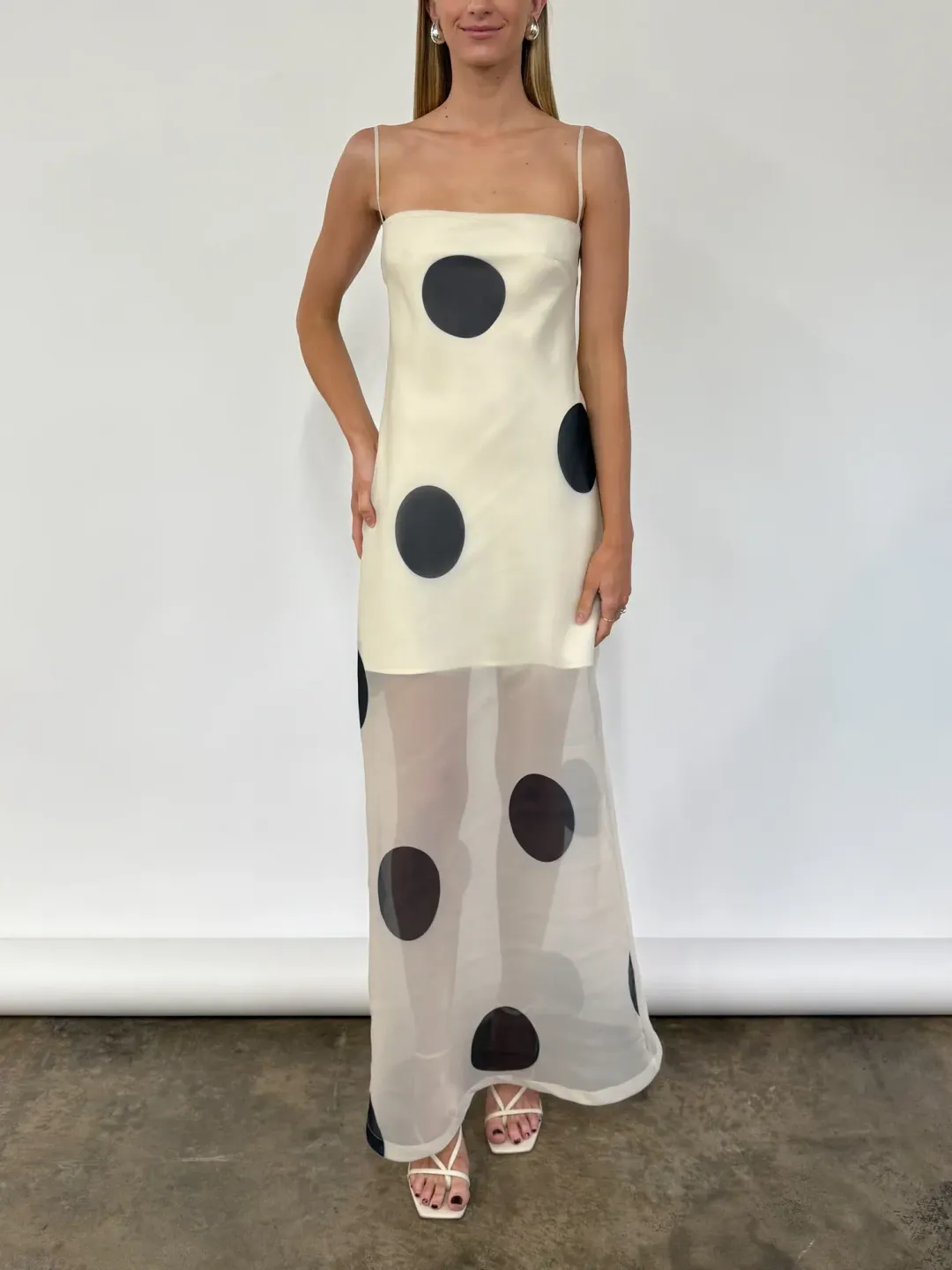 Coco & Lola By Nicola Mila Maxi Dress Ivory Polka / Size 14 for rent on The Volte - main image