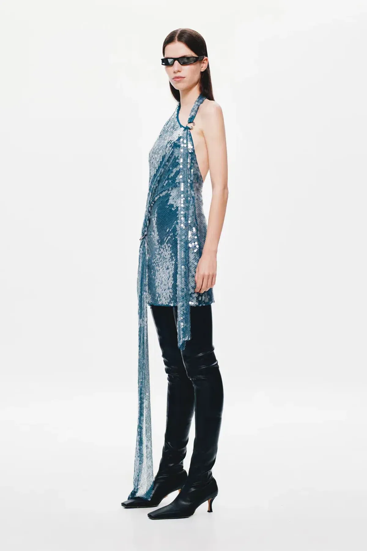 💙 MISHA Rivera Sequin Mini Dress – Teal Blue – Size AU 6 (XS) 💙 - Image 2