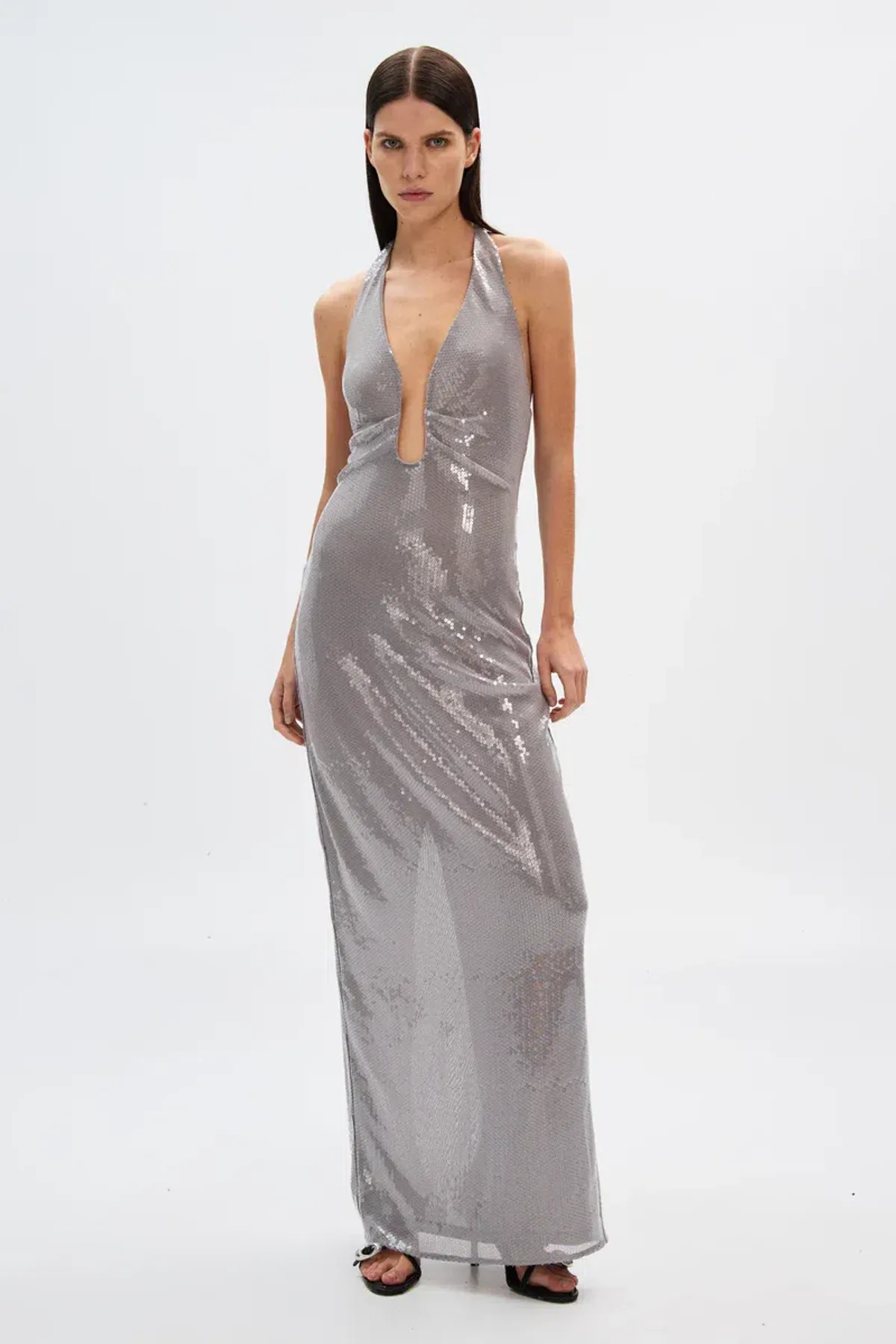 MISHA ‘Alusia’ Sequin Maxi Dress – Pewter Silver – Size AU M/10 ✨ - Image 5