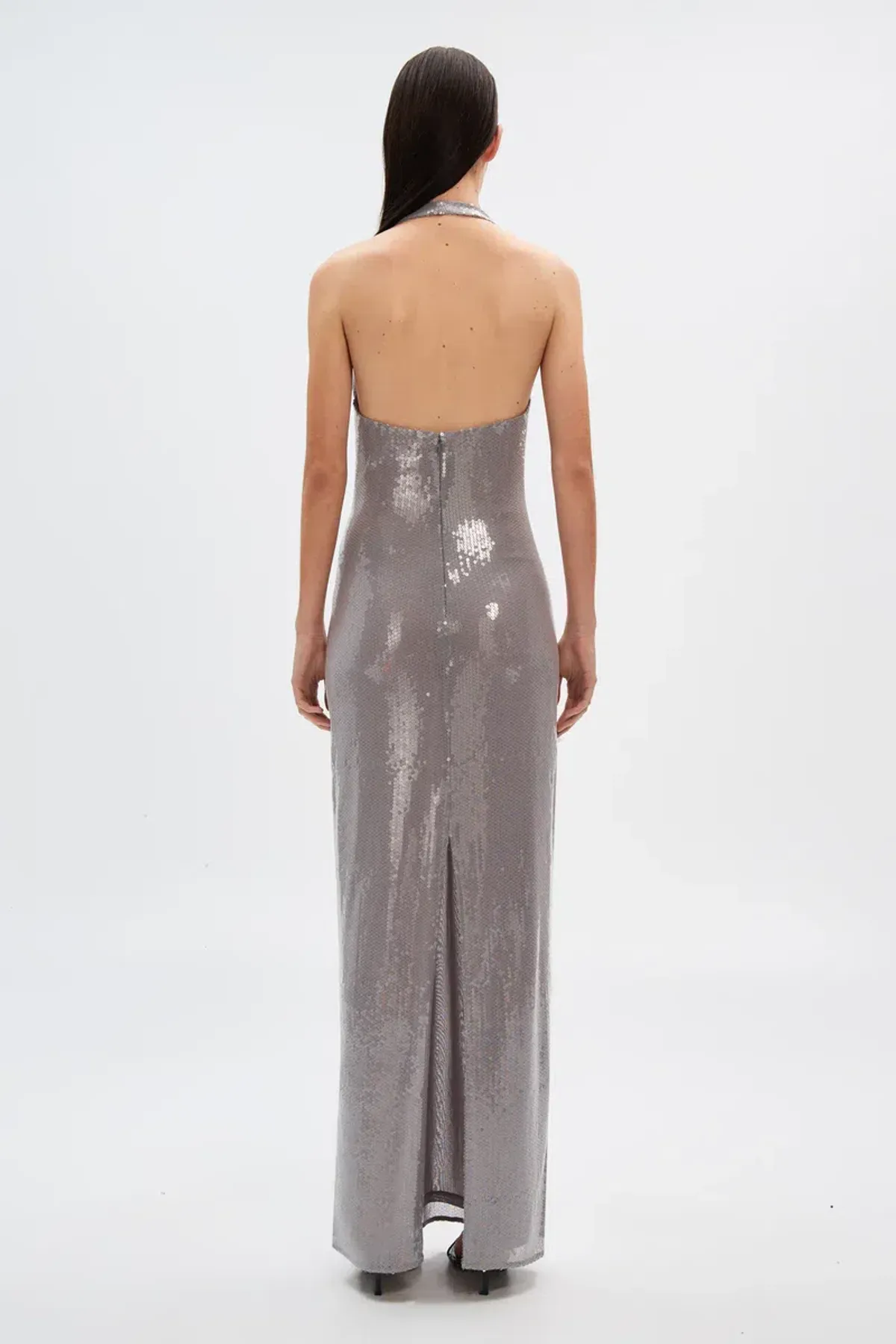 MISHA ‘Alusia’ Sequin Maxi Dress – Pewter Silver – Size AU M/10 ✨ - Image 3