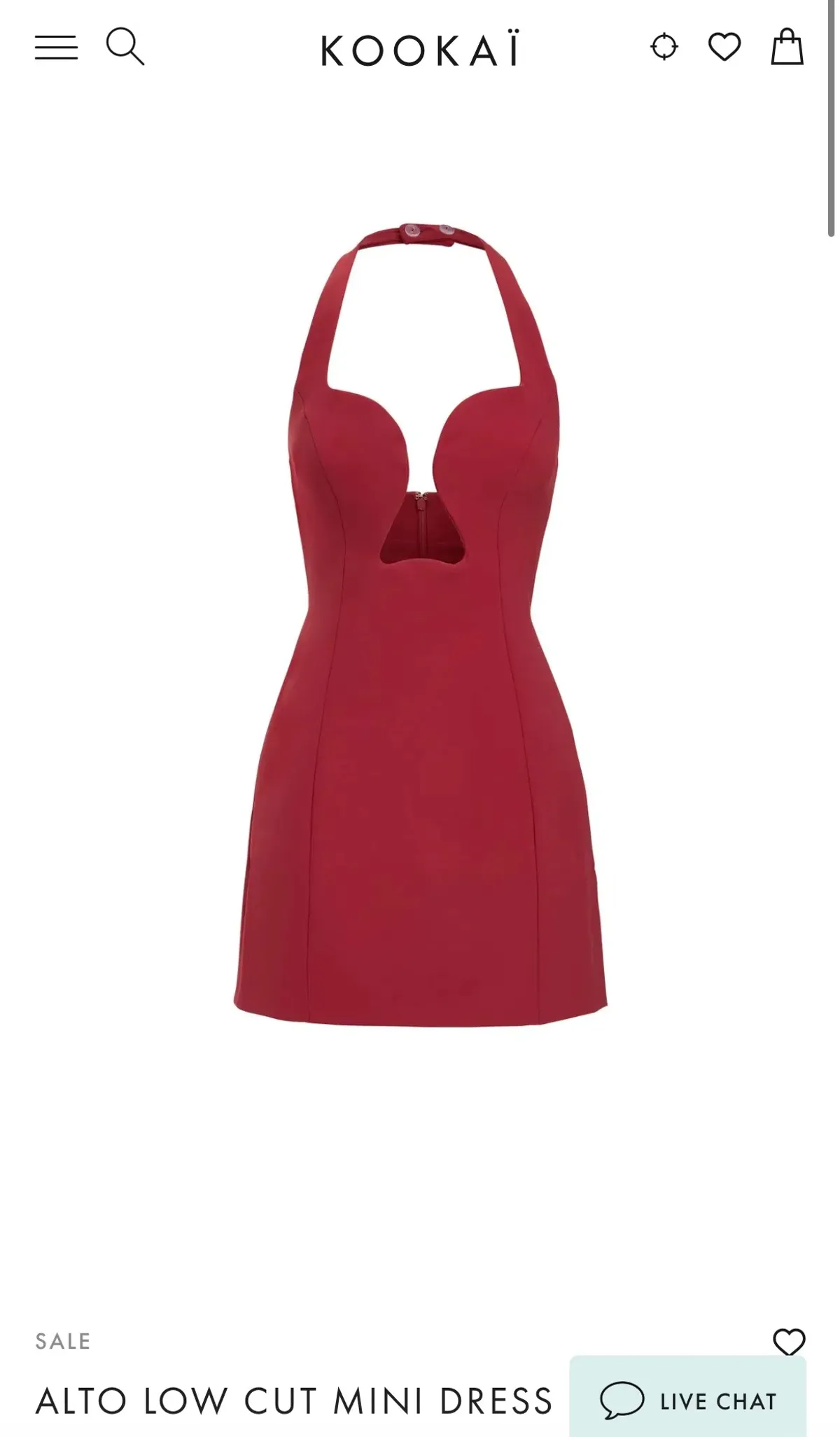 Kookai Alto Low Cut Mini Dress in Red - Image 4