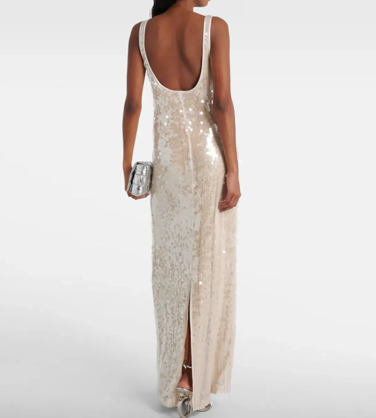 SIMKHAI Bex Sequined Tulle Maxi Long Maxi Dress Gown in Cream US 6 (Best fits AU12) | Engagement Dress - Image 5