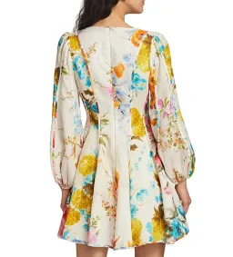 Zimmermann Halcyon Floral Panelled Puff Sleeve Mini Dress in Spliced Size 0P/AU6P for rent on The Volte - image 2