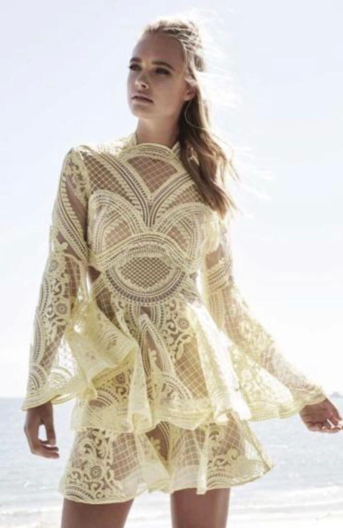 Thurley Chameleon Coachella Mini Dress Yellow Size 12 - Image 3