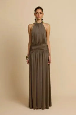 Arcina Ori, SANTINA DRESS KHAKI, Size XS, maxi, green for rent on The Volte - image 1