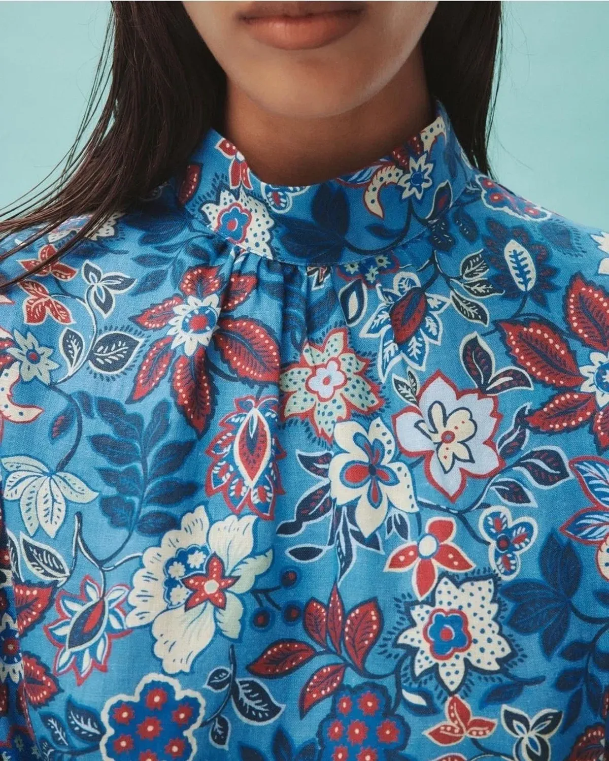 Alemais Isabella Mini Dress Size 14 AU Blue Paisley - Image 4