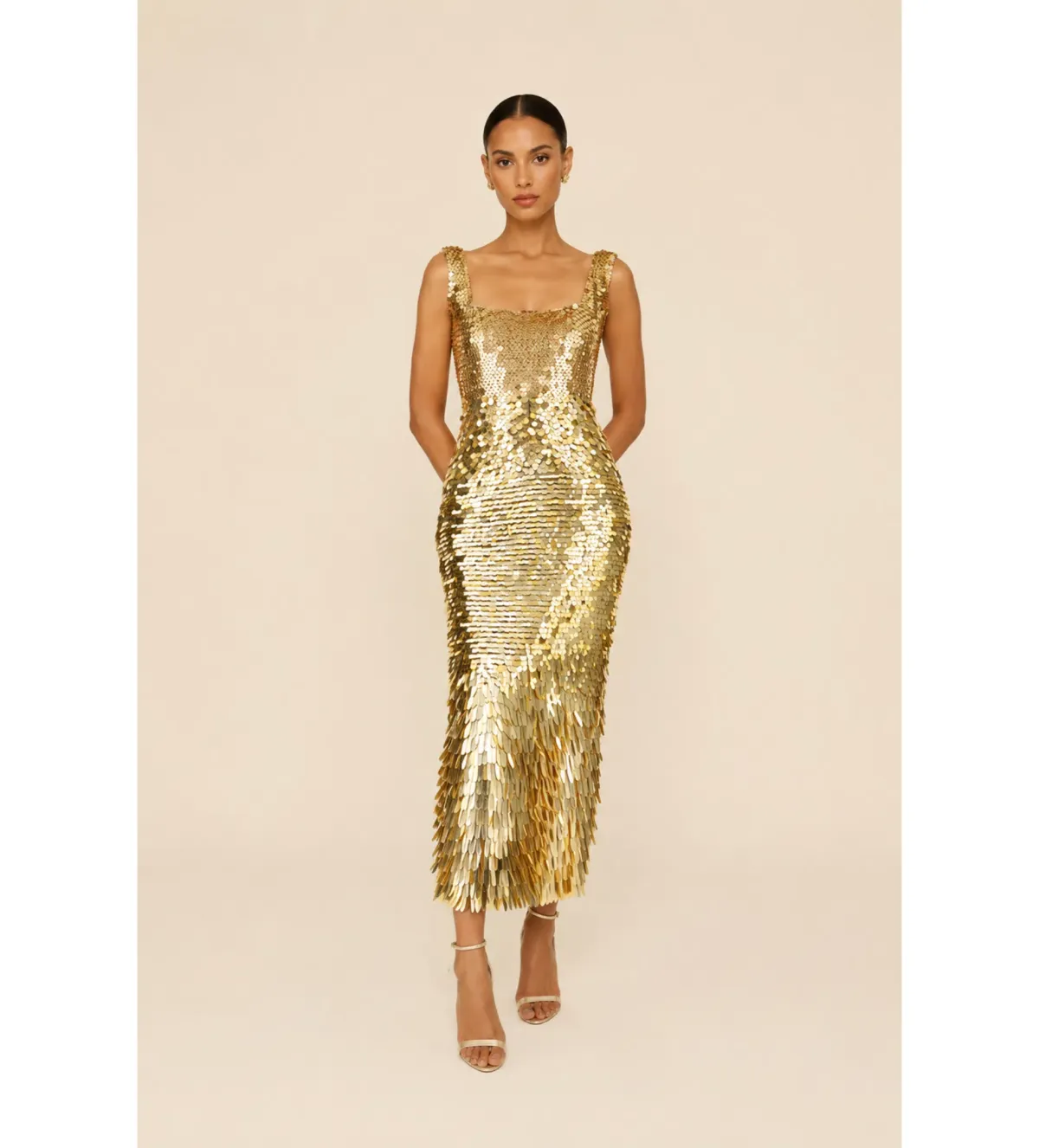 Rachel Gilbert Remy Midi Dress in Gold Size 0/AU6 - Image 1