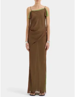 Sir The Label Danica Layered Midi Dress Brown Size 3 AU for rent on The Volte - image 1