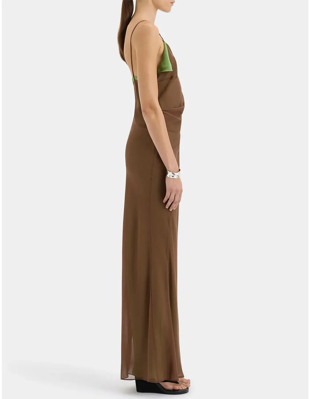 Sir The Label Danica Layered Midi Dress Brown Size 3 AU for rent on The Volte - main image