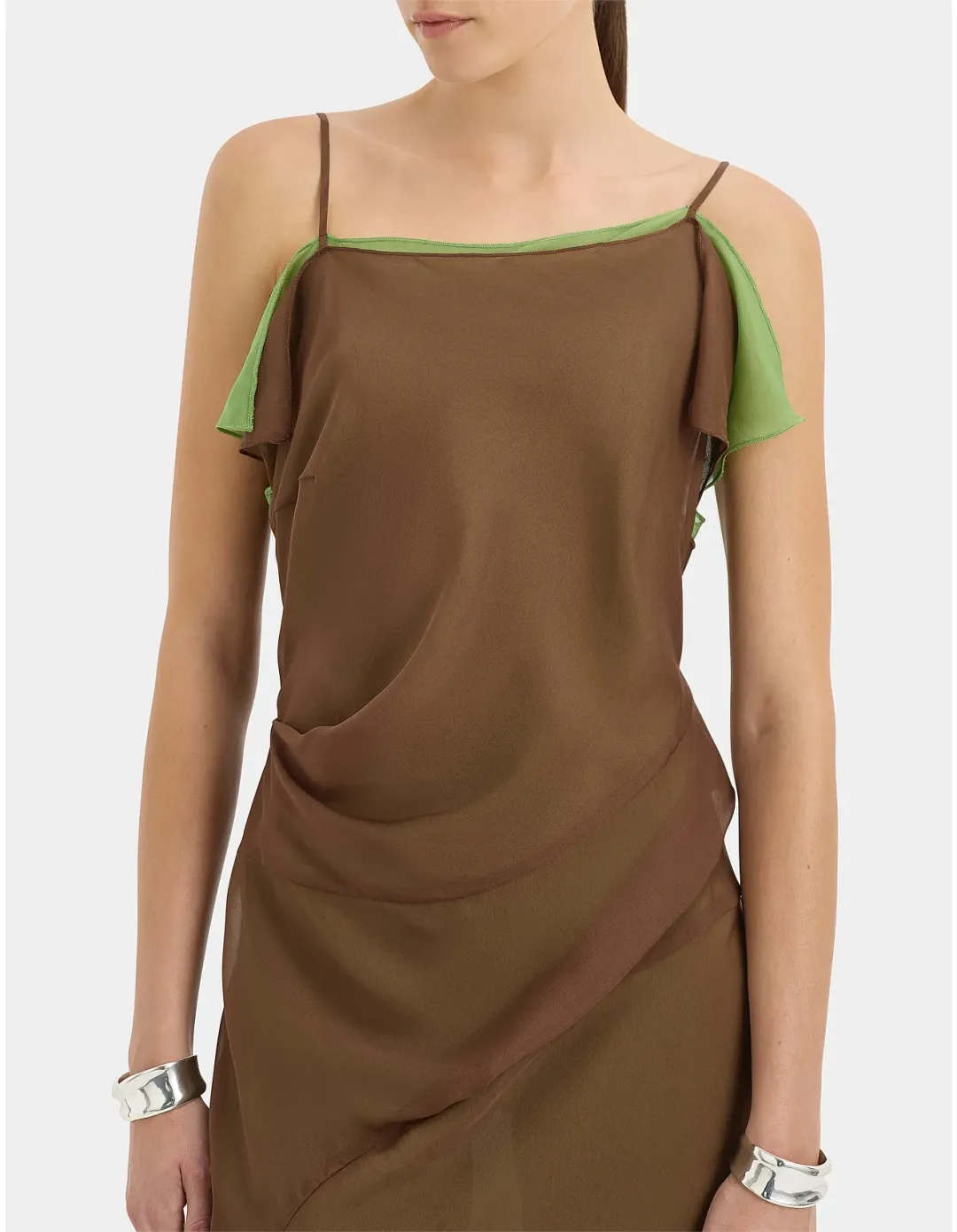 Sir The Label Danica Layered Midi Dress Brown Size 3 AU for rent on The Volte - main image