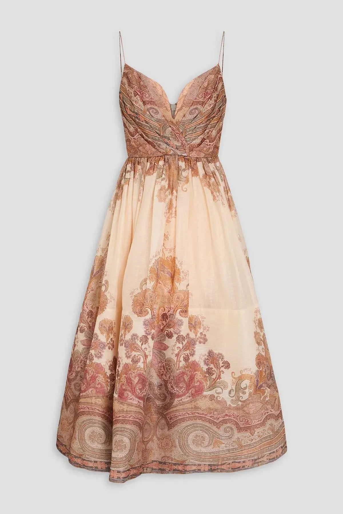Zimmermann Illustration Draped Midi Dress Cream Paisley Size 10 - Image 1