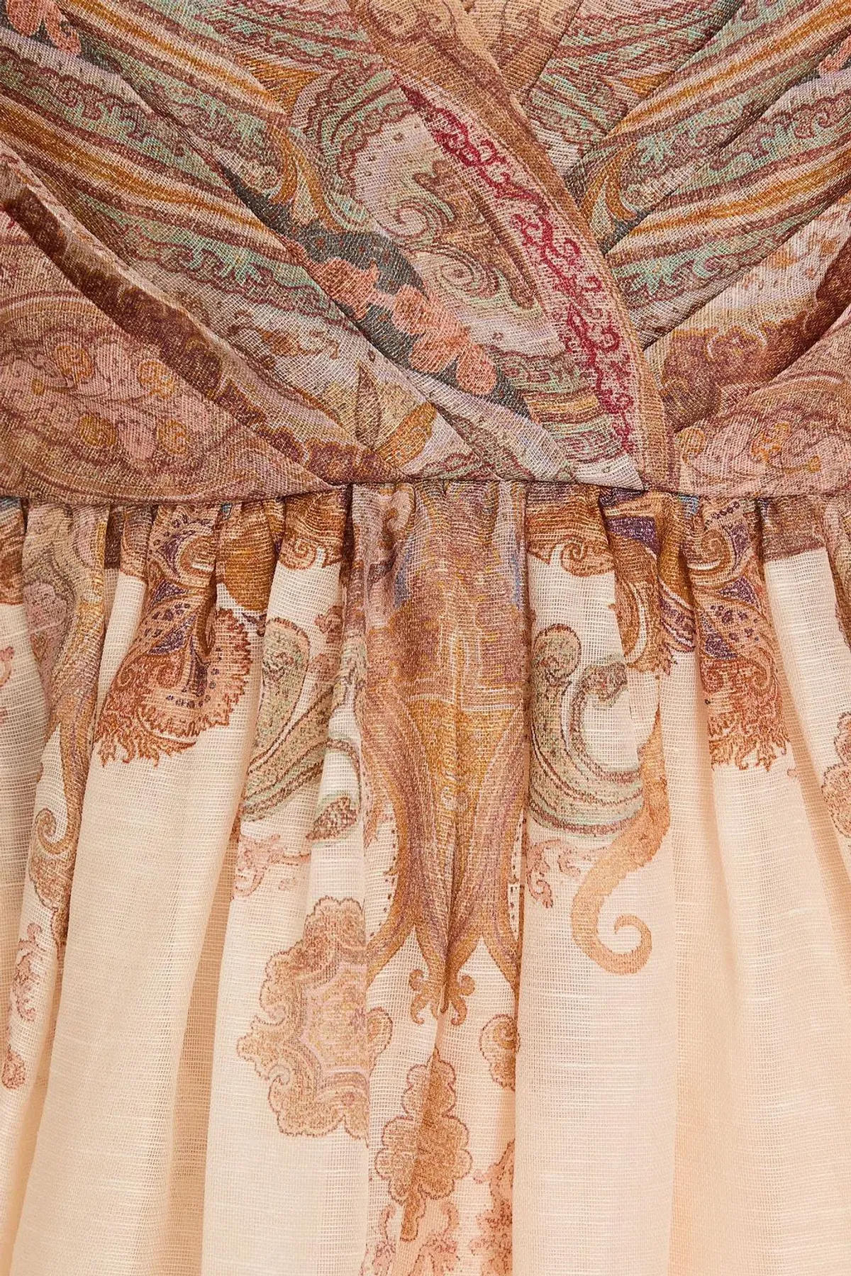 Zimmermann Illustration Draped Midi Dress Cream Paisley Size 10 - Image 3