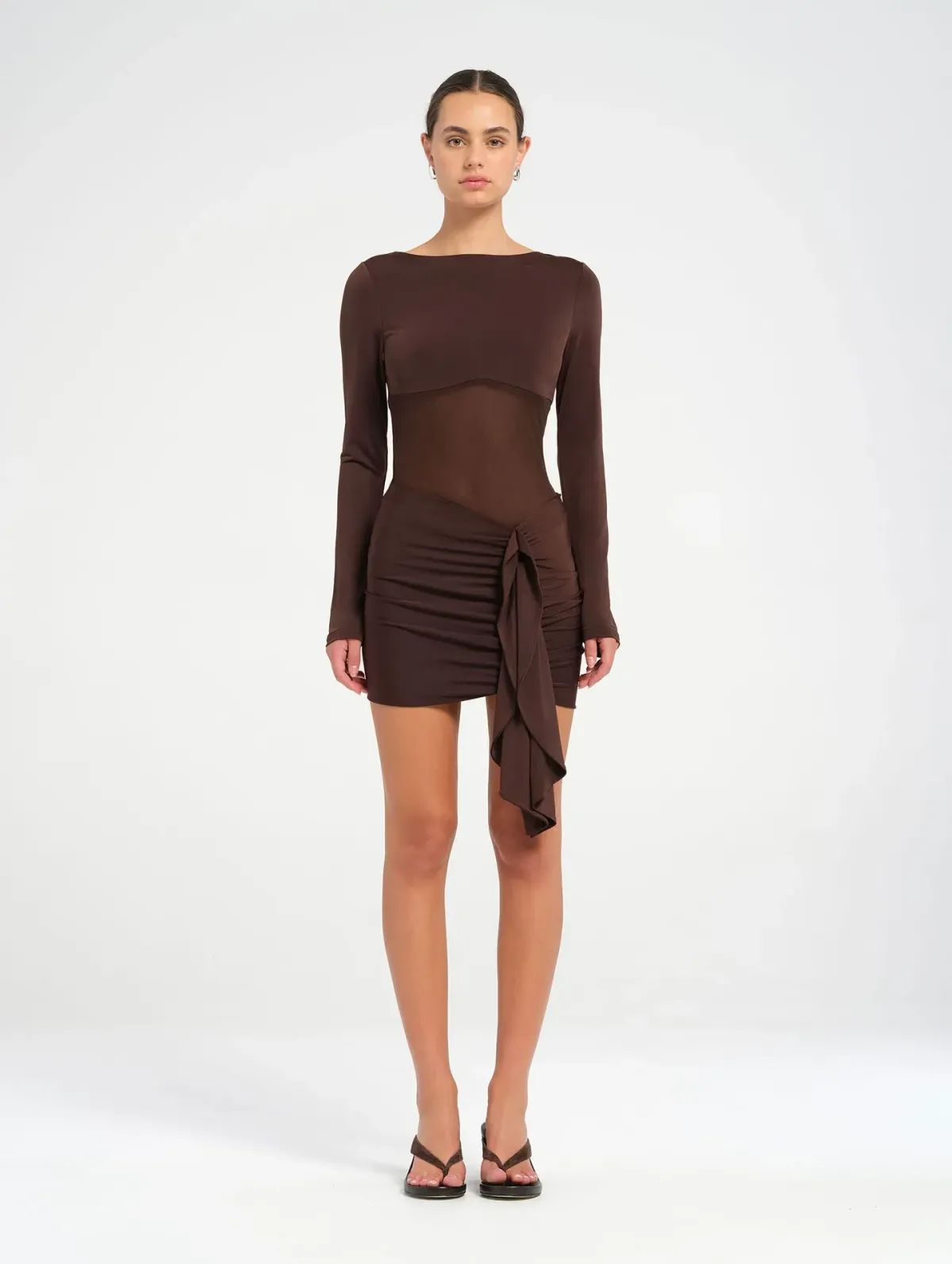 Benni Juni Mini Dress in Chocolate Brown Size 14 - Image 1
