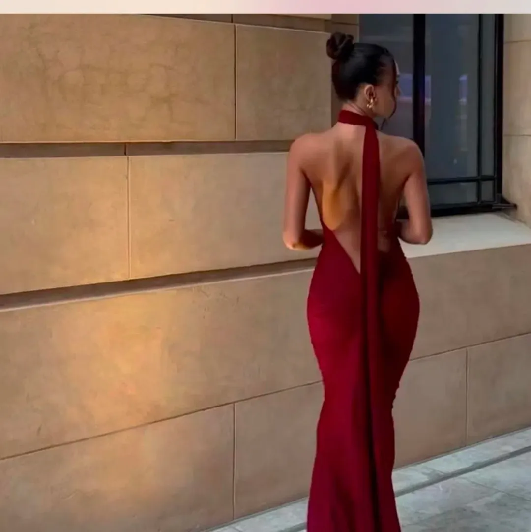 Leonie halter dress colour wine for rent on The Volte - main image