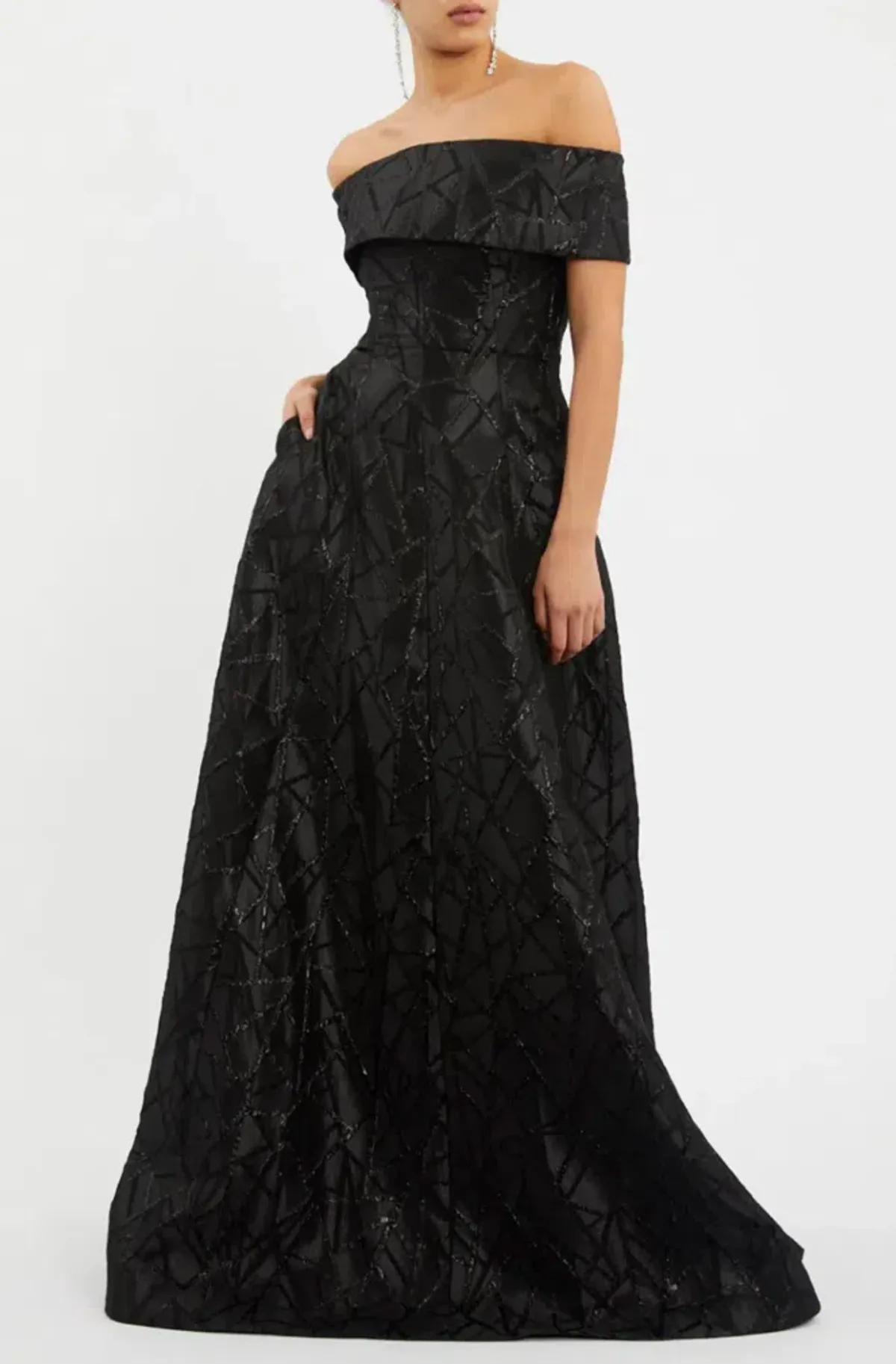 Rebecca Valance Colette Off Shoulder Gown Black Size AU 10 - Image 1