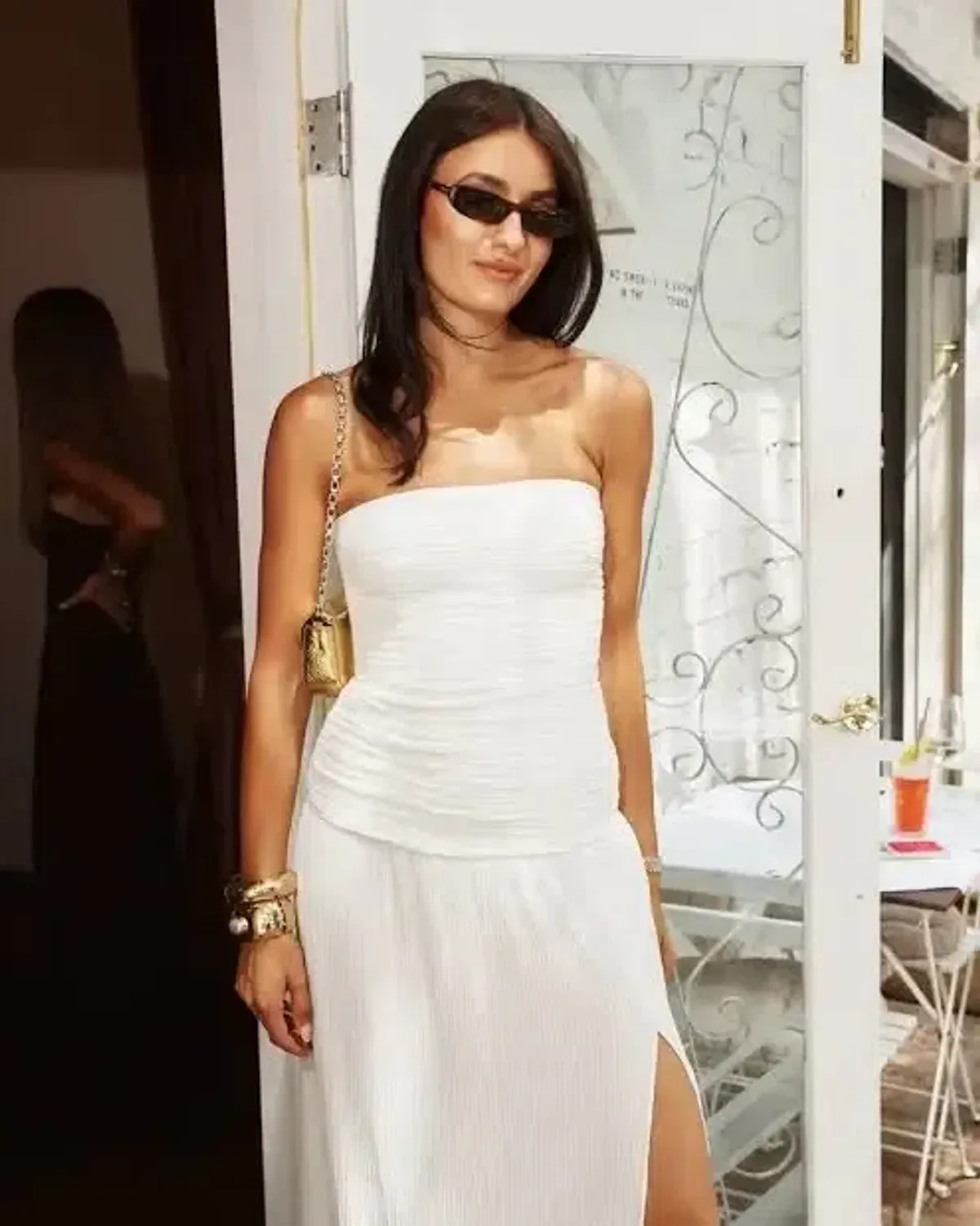MANNING CARTELL DOUBLE TIME PLEAT STRAPLESS DRESS in WHITE AU 6 | Engagement party, Bridesmaid Dress - Image 6