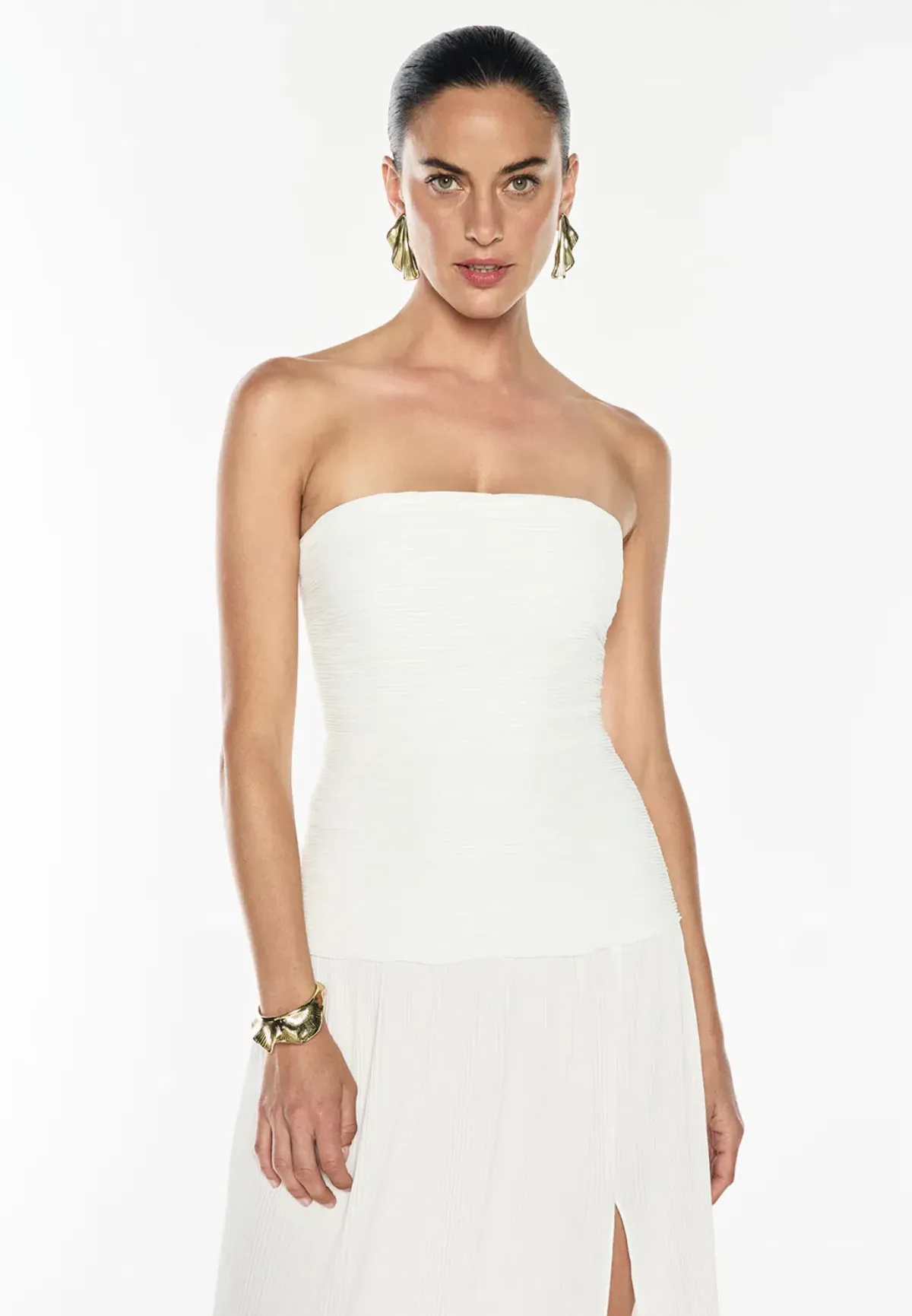 MANNING CARTELL DOUBLE TIME PLEAT STRAPLESS DRESS in WHITE AU 8 | Engagement party, Bridesmaid Dress - Image 6