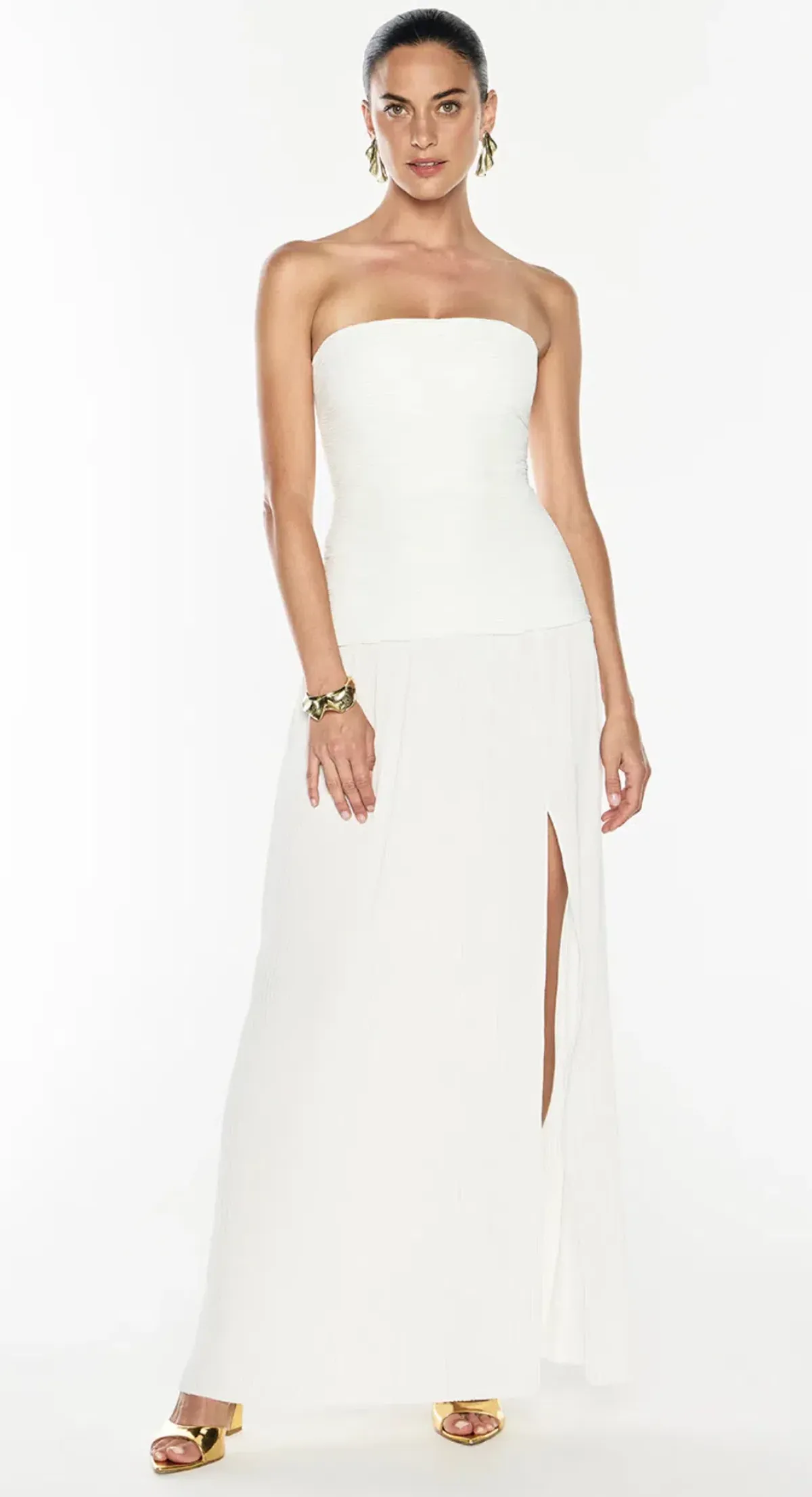 MANNING CARTELL DOUBLE TIME PLEAT STRAPLESS DRESS in WHITE AU 8 | Engagement party, Bridesmaid Dress - Image 5